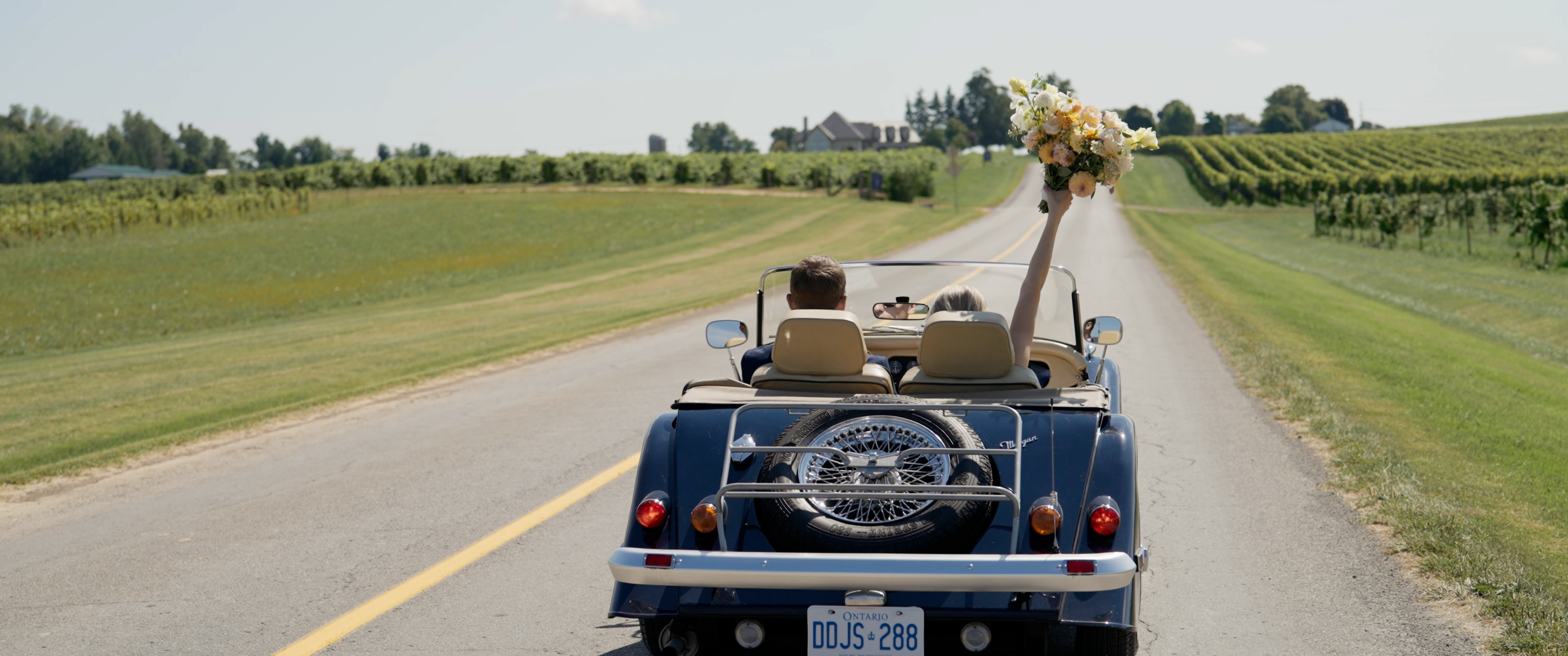 Documentary wedding film still from a Niagara-on-the-Lake vineyard estate ceremony